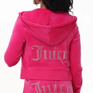 Juicy Couture OG Bling Logo Free Love | Hot Pink Velour Hoodie XS
